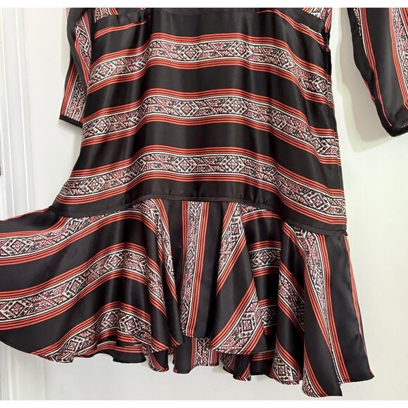 Veronica Beard Ivy Flounce Silk Wrap Style Dress 6 Red Black Party Boho Indie - Picture 5 of 16